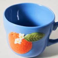 Ensemble de tasses et de mugs en céramique orange vibrant avec assiette, design moderne, passe au lave-vaisselle et au micro-ondes, pour la maison, pour le café/le thé