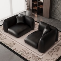 Fauteuil de salon moderne en cuir PU noir, luxueux, durable et écologique, idéal pour les hôtels, les salons et les petits espaces familiaux