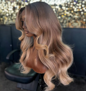 Ash Roots Blonde Ombre Perruques de Cheveux Humains Pleine Dentelle Perruque de Cheveux Vierges Pré Cueillie Délié HD 13x6 Dentelle Frontale Perruque 150% Densité - Product Image 1