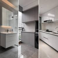 MDF laminé avec film PET brillant et mat, double option, MDF mélaminé résistant à l'humidité pour armoires de salle de bain et de cuisine