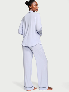 <span class=keywords><strong>Pigiama</strong></span> Ecologico in Bambù a Maniche Lunghe Personalizzato, Set <span class=keywords><strong>Pigiama</strong></span> Semplice con Bordi a Contrasto, <span class=keywords><strong>Pigiama</strong></span> Invernale, Abbigliamento da Casa per <span class=keywords><strong>Donna</strong></span> - Product Image 2