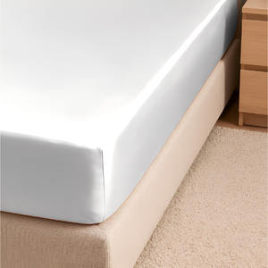 BRIGHT LINE - Lot de 2 draps-housses 180x200 cm en satin de coton blanc - Product Image 1