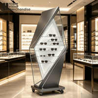 Étagère de présentation personnalisée pour magasin d'optique, présentoir sur pied en métal et bois pour lunettes de soleil, support de présentation pour lunettes de soleil