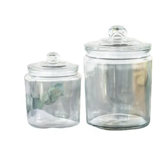 Hoge Capaciteit Keuken Opslag Container Helder Glas Koekjestrommel Met Dikke Glazen Deksel