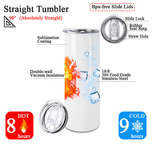 Gobelet isotherme droit à double paroi en acier inoxydable de 20 oz avec paille, livraison gratuite depuis l'entrepôt américain, idéal pour les voyages - Product Image 3