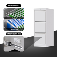 Armoire de classement verticale moderne en acier blanc à 3 tiroirs sous le bureau avec serrure, forte capacité de charge pour usage commercial et bureautique