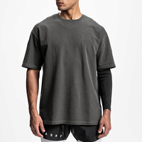 Logo personnalisé 95% coton 5% Spandex T-shirts respirant acide lavage sérigraphie entraînement Vintage Sport T-shirts pour hommes