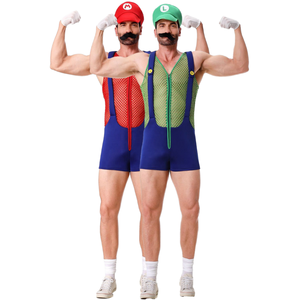 Disfraz de Fontanero Sexy para Hombre, Disfraz de Halloween para Adultos, Cosplay de Hermanos, Body de Malla Novedoso, Traje de Fiesta - Product Image 1