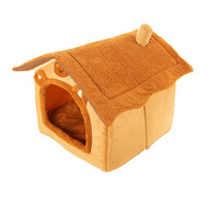 Maison pour chat semi-fermée de style maisonnette, chaleur hivernale, protection contre le gel, utilisation intérieure/extérieure, motif ours en peluche