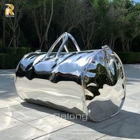 Escultura de Bolsa de Acero Inoxidable Grande de Lujo RELONG, Personalizada para Decoración de Exteriores y Centros Comerciales