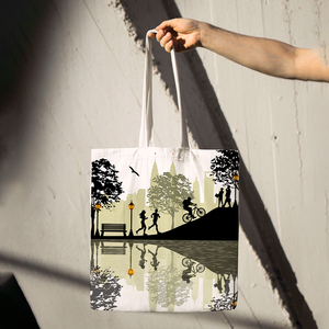 Sac fourre-tout en coton polyester réutilisable avec logo imprimé personnalisé, sac de shopping promotionnel - Product Image 5