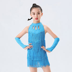Conjunto de Vestidos de Baile con Flecos para Niñas, Estilo Salsa, Latinoamericano, Sin Mangas, Traje de Baile de Salón, <span class=keywords><strong>Rumba</strong></span>, Tango, Samba - Product Image 4