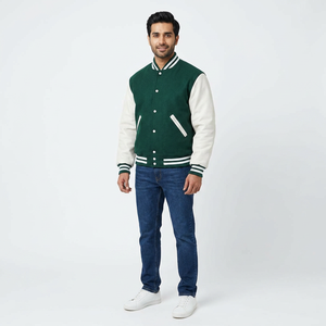 Chaqueta Varsity de Invierno para Hombre de Alta Calidad, 100% Algodón Transpirable, Cuello Alto, Diseño con Letras de Alta Visibilidad - Product Image 1