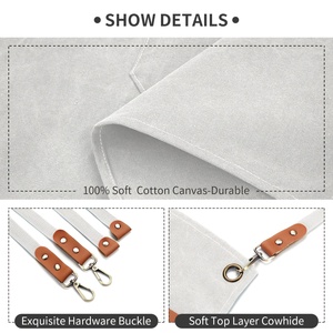 Delantal de cocina de poliéster OEM personalizado de fábrica babero de Chef ajustable con grandes bolsillos a prueba de viento para cocinar y hornear - Product Image 6