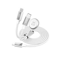 Câble de charge rapide magnétique USB-C 3-en-1 avec gaine en nylon tressé, charge rapide 3A pour smartphones iPhone et Android