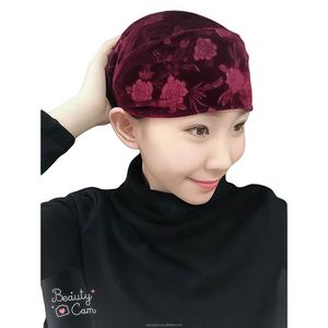 Pañuelo para la cabeza de mujer, estilo africano, musulmán, con diseño de terciopelo YASEEN, color liso, trenzado, transpirable y ecológico, al por mayor. - Product Image 2