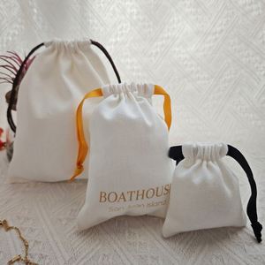 Custom Cotton <b>Drawstring</b> <b>Bag</b> with Logo for Skin Care <b>Makeup</b> 6x8" Eco-friendly Cosmetic Packaging - Product Image 2