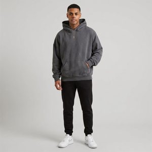 custom heavyweight men oversized hoodie manufacture heavy cotton 100% 500gsm french terry hoodie no <b>string</b> Puff Printing Hoodies - Product Image 1