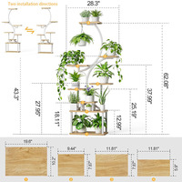 Support de plante d'intérieur simple en blanc à assembler avec un design multi-niveaux solide et stable et des lumières de croissance pour une utilisation en jardin