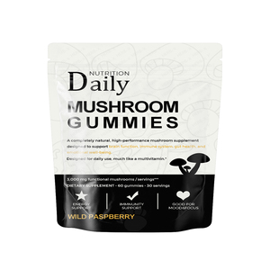Nấm Gummies hàng ngày | siêu nấm bổ sung 60 Quả mâm xôi hoang dã nhiều chức năng nấm chiết xuất quả thể 2500mg 30svs - Product Image 1