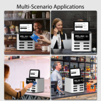 6-Slot 40W DC-Eingang Ultraflache Schnell-Ladebank-Mietstation mit integriertem POS-Leser und Werbe-LED-Bildschirm für