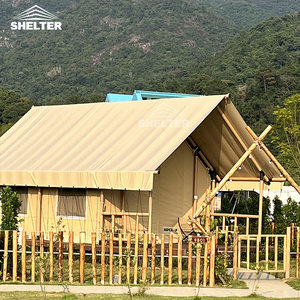 Alunimun Wooden Style Safari <strong>Tent</strong> Home Luxury Canvas Glamping <strong>Tent</strong> With Bathroom - Product Image 3