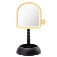 Miroir mignon de bureau en plastique avec miroir d'habillage de rangement en forme de U à fond rond pour dortoir d'étudiant