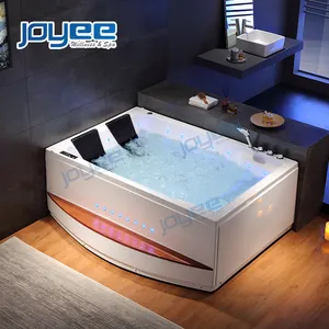 JOYEE modern 2 person hot tub / waterfall bathtub shower combo/ acrylic whirlpool with LED light with ladder in one