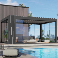 Pergola Bioclimatique Extérieure Étanche Anti-UV à Lames en Aluminium Motorisée ou Manuelle