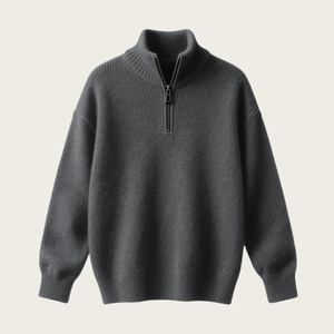 Tùy Chỉnh Loose Zip Cao Cổ Dệt Kim Dệt Kim Áo Len Cashmere Len Áo Len Áo Thun Của Nam Giới Áo Len Dài Tay Áo Mỏng Phẳng Dệt Kim - Product Image 1