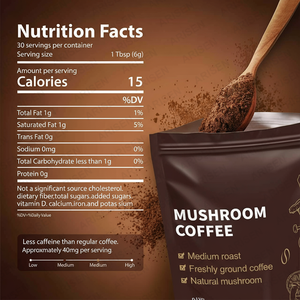 6 hongos en polvo Lions Mane Cordyceps cola de pavo Reishi mezcla Arabica hongo instantáneo café grado alimenticio corteza salvaje 1kg - Product Image 2