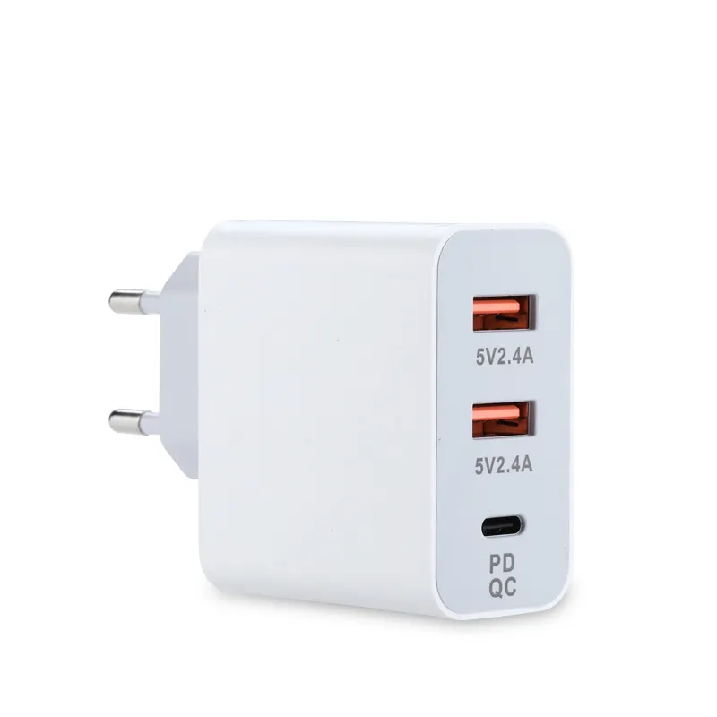 42W EU Korea Dual USB Port + Type C Plug Phone Charger Usb Pd Wall Charger Euro Converter Adapter EuropeanためTravel