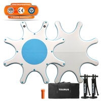 Plateforme flottante gonflable TOURUS en PVC de haute qualité, bleue, pour yoga SUP, portable, de bonne qualité, design élégant avec des points de suture bleus