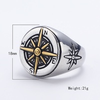 Vente en gros Bagues boussole runique multicolores Bagues rétro punk Bague boussole épaisse gothique en acier inoxydable de 18mm pour hommes