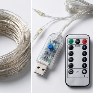 USB Güçlü Bakır Tel Perde Işıkları Uzaktan Kumandalı Kısılabilir Zamanlayıcılı İç Mekan Tatil Dekorasyonu - Product Image 3