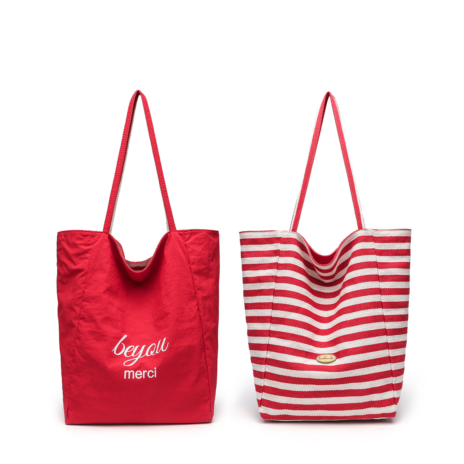 Red striped double-sided bag