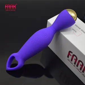 FAAK 17.5cm double vibrator silicone clit stimulate Hand pull vibrating anal dildo double head vibration sex toys for women