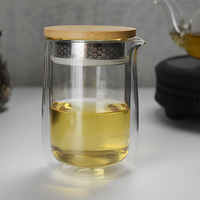 220ml nouveauté tasse à thé en verre à double paroi théière en verre borosilicate portable théière transparente de voyage avec infuseur à thé