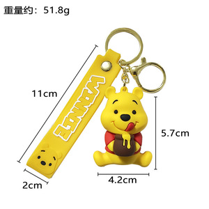 3D Doll Toy Pendant Silicone Keychain Custom <b>Cute</b> Cartoon Bear <b>Keyring</b> Milk Tea French Fries Toast Key Chain Knapsack Decoration - Product Image 2