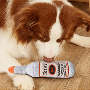 Toto's Plush <b>Wine</b> Bottle Dog Chew Toy With Sound Indoor Medium Size - Product Image 1