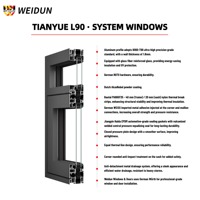 Fenêtre oscillo-battante moderne WEIDUN TYL90 en aluminium à rupture de pont thermique, série L90, double vitrage, insonorisée, économe en énergie, personnalisable OEM