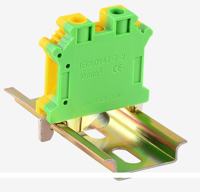 USLKG10 Клемма заземления блоки din-рейку винтовой morsettiera UK-10N желтый зеленый заземления bornier разъем 8AWG 10 мм