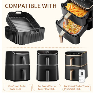 Nouvelle plaque de cuisson en silicone pliable et réutilisable, compatible avec les friteuses à air <span class=keywords><strong>Cosori</strong></span> Turbo Tower 10.8L et autres friteuses à air. - Product Image 1