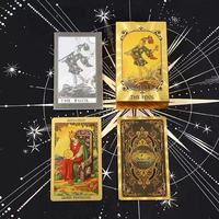 Jeu de cartes Oracle personnalisé 12*7cm en feuille d'or espagnole, 78 cartes, jeu de société en PVC imperméable avec livre manuel