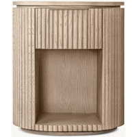 Nouvelle conception de meubles de chambre à coucher écologiques et durables, table de chevet de luxe en chêne, style américain moderne, à un seul tiroir, cannelée
