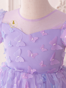 Vestito estivo per bambine con design a farfalla 3D e decorazioni floreali per feste di compleanno - Product Image 4