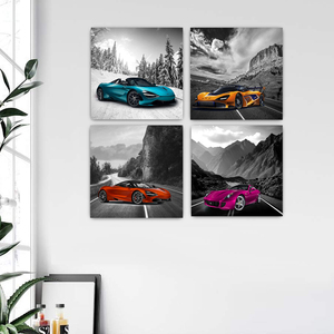 Poster de voiture Décor Noir et Blanc Art Mural Encadré Art de voiture pour Teen Boys Bedroom Decor Sports canvas Posters and prints - Product Image 5