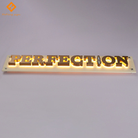 Lettres 3D rétroéclairées en acier inoxydable brossé or rose sur mesure avec base en acrylique pour enseigne de salon de beauté, enseigne de centre de médecine esthétique