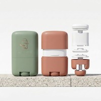 Contenant vide en PP personnalisable et remplaçable, en plastique, rechargeable, à mécanisme rotatif, pour stick plat de crème solaire et déodorant, vente en gros