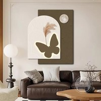 Peinture décorative d'entrée style crème, luxe léger, art physique tridimensionnel en grès, base en bois, gravure résistante à l'eau